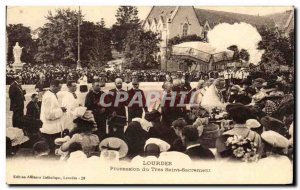 Old Postcard Lourdes Procession Of Most Blessed Sacrament