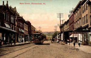 Shenandoah Pennsylvania Postcard Main Street View Trolley 3 and 9 Cent Store UL 