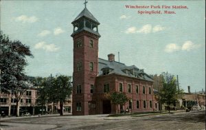 Springfield Massachusetts MA Winchester Park Fire Station c1910 Vintage Postcard