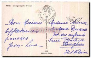 Old Postcard Paris Champs Elysees Avenue