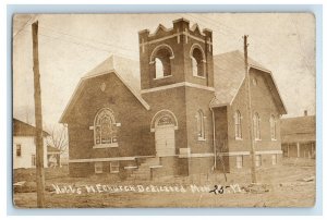 1917  Holls M.E. Church Dedicated Tipton Indiana IN RPPC Photo Antique Postcard 