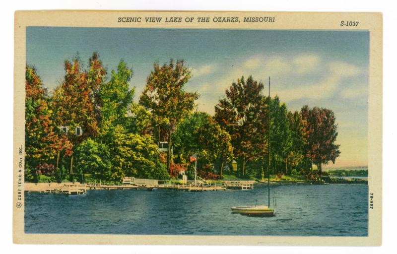 Scenic View Lake of the Ozarks, Missouri, unused Curteich linen Postcard