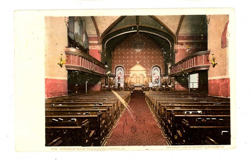 VA - Norfolk. Old St. Paul's Church, Interior ca 1906