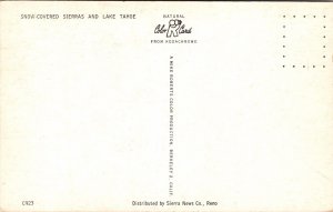 Snow Covered Sierras Lake Tahoe Postcard VTG UNP Mike Roberts Vintage Unused 