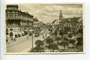 426153 Latvia Liepaja TRAM CAR street advertising 1940 year photo postcard