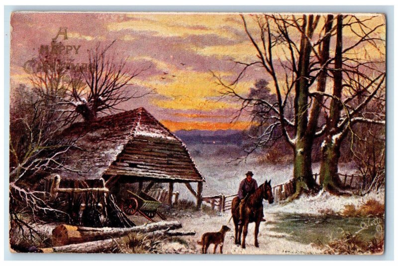 1907 A Happy Christmas Trenton New Jersey NJ Oilette Tuck Art Postcard 