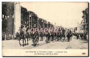 Paris Old Postcard Fetes of victory in Paris July 14, 1919 The Marshals Joffr...