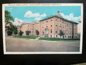 Vintage Postcard 1915-1930 Lancaster General Hospital & Nurses Home Lancaster PA 