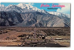 Palm Springs California CA Vintage Postcard Aerial View Airport in Foreground