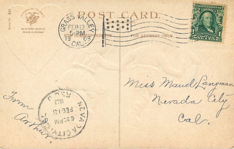 Clapsaddle Valentine Postcard 830 Native American Children, Heap Much Love