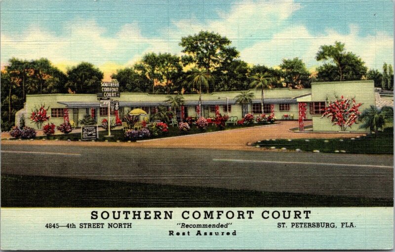 Linen Postcard Southern Comfort Court in St. Petersburg, Florida~4298