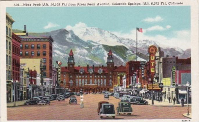 Colorado Colorado Springs Pikes Peak Avenue 1951