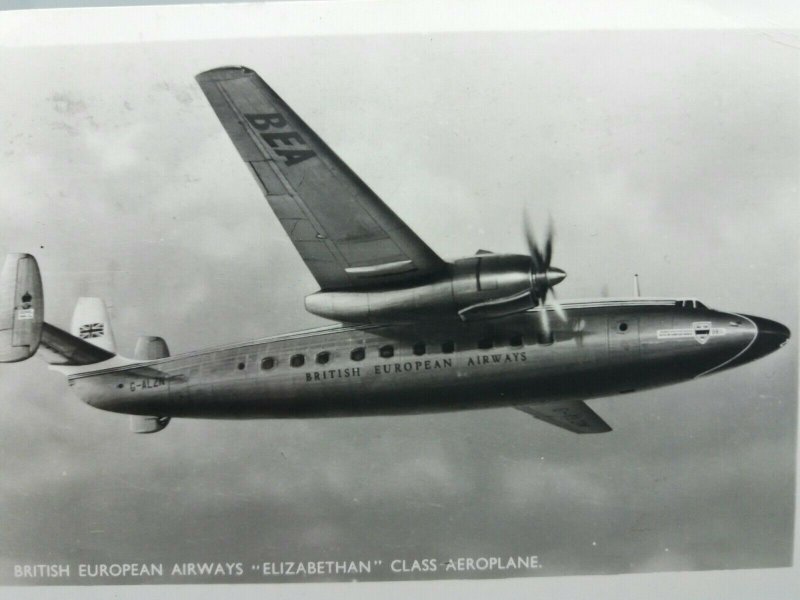 British European Airways Elizabethan Class & Viscount Aircraft Vtg Postcard 1955