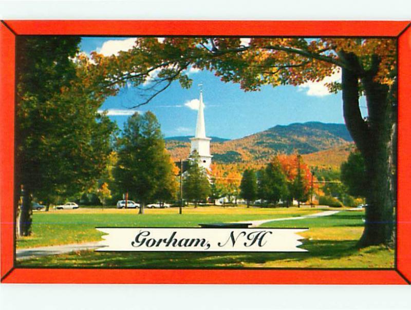 Gorham New Hampshire Crossroads of white mountains Steeple   Postcard # 8543