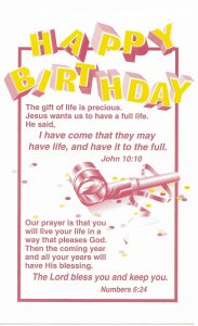 US Mint Encouragement Card. John 10:10 & Numbers 6:24.  Happy Birthday.