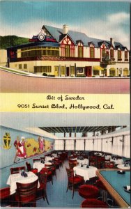 Bit of Sweden Swedish Restaurant 9051 Sunset Blvd Hollywood CA Postcard JD19