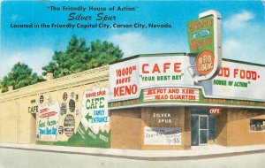 Postcard Nevada Carson City Silver Spur food saloon casino 1940s 23-8386