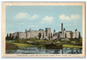 c1950's Sunken Gardens Jackson Park and Kennedy College Windsor Canada Postcard