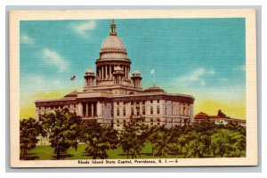 Vintage 1940's Postcard Rhode Island State Capitol Building Garden Providence RI