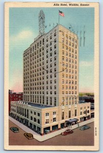 1949 Wichita Kansas KS Vintage Postcard Allis Hotel Aerial View Building Posted