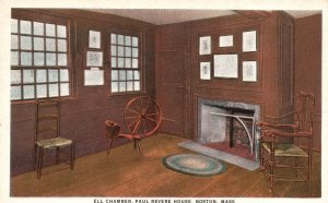 Boston Massachusetts, Ell Chamber Paul Revere House PRMA Pub. Vintage Postcard