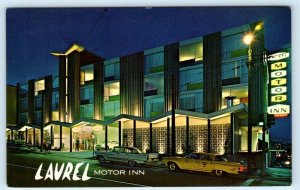 SAN FRANCISCO, CA ~ Night Neon LAUREL MOTOR INN Roadside Motel 1960s Postcard