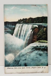 Niagara Falls American Falls From Goat Island Postcard C12