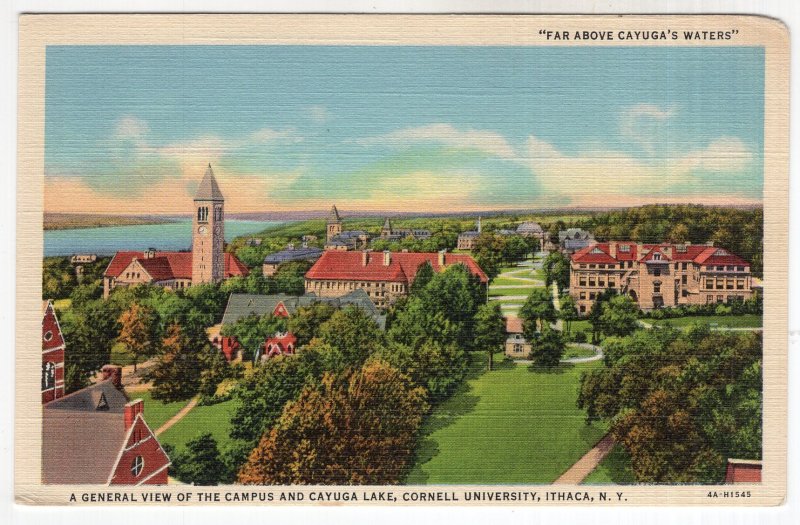 Ithaca, N.Y., A General View of the Campus and Cayuga Lake