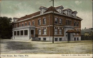 Eau Claire Wisconsin WI Club House c1910 Vintage Postcard
