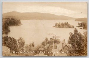 Burke Haven Cove Lake Sunapee Steamer Ferry Boathouse NH RPPC Postcard U24