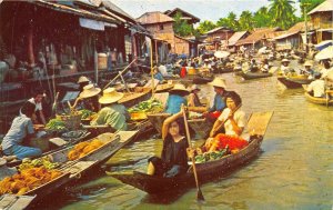 Dhornburi Thailand 1965 Postcard Floating Market