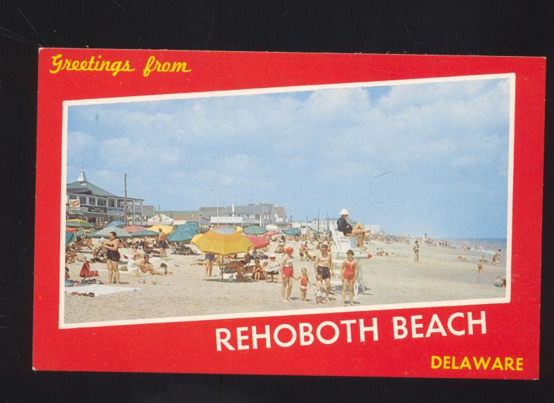 REHOBOTH DELAWARE SWIMMING BEACH SCENE VINTAGE POSTCARD