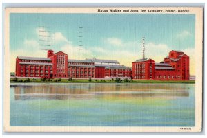 Peoria Illinois IL Postcard Hiram Walker And Sons Inc Distillery 1947 Vintage