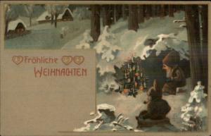 German Christmas Elf Gnome Fantasy c1910 Postcard