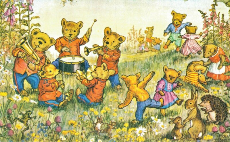 Teddy Bear Band Molly Brett Vintage Postcard 07.94 