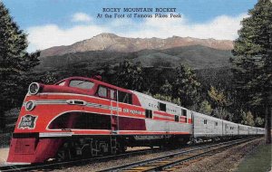 Rocky Mountain Rocket Railroad Train Streamliner Rock island Line CO postcard