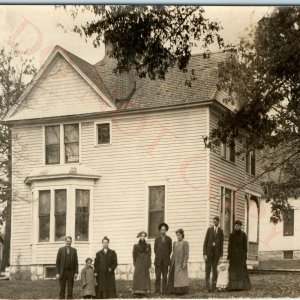 c1910s Family House RPPC Real Photo PC Badger Multiscope Film Burlington, WI A41