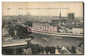 Postcard Old Paris View of Notre Dame and the Pantheon taken from Saint Gervais