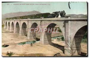 Postcard Old Viaduct is salt lake road near Riverside Cal Train