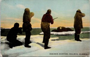 Eskimos Hunting Walrus Alaska Inuit People Unused Lowman Hanford Postcard H17