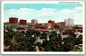 Muskogee Oklahoma 1930 Postcard Skyline Aerial View