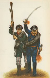 Prussian Landwehr Private Officer Silesian Infantry Military Uniform Postcard