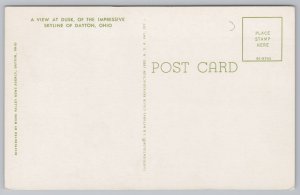 State View~Dayton Ohio~Skyline View at Dusk~Vintage Postcard