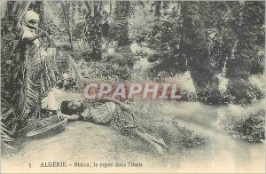 Postcard Old Algeria Biskra Resting in the Oasis Woman