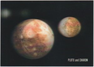 Pluto And It's Satellite Charon, 3D Lenticular Postcard, Planetary Astronomy