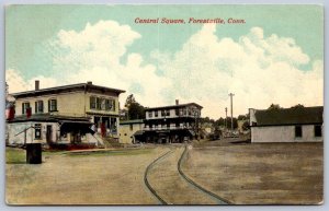 K44/ Forestville Connecticut Postcard c1910 Central Square Stores 377