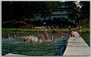 Angola Indiana 1960s Postcard Lake James Christian Assembly Swimming