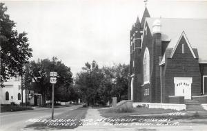 B57/ Sidney Iowa Ia RPPC Postcard c40s Rodeotown Methodist Presbyterian Church