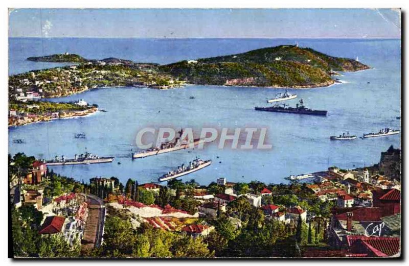 Old Postcard Villefranche Sur Mer View of the Bay and & # 39Escadre