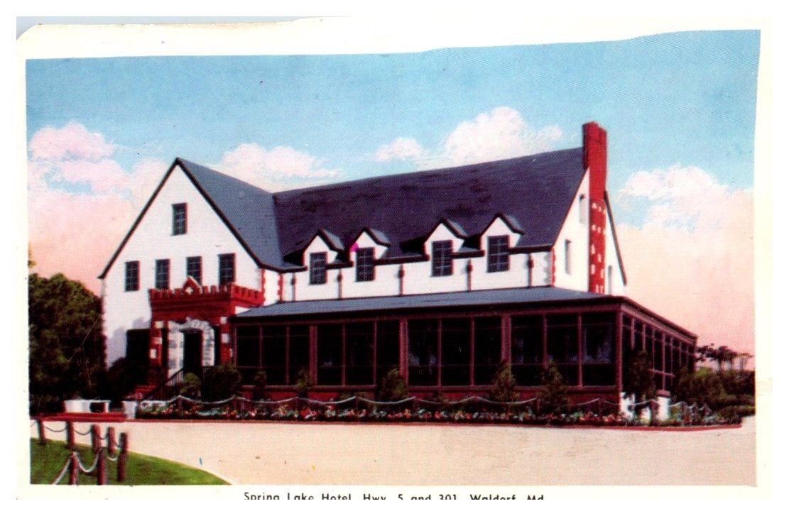1950s/60s Spring Lake Hotel, Waldorf, MD Postcard United States Roadside America Hotels